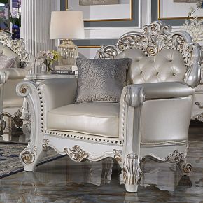 ACME LV01326 ACME LV01326 Vendome - Chair With Pillow - Champagne Synthetic Leather & Antique Pearl