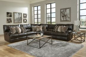 Jackson Furniture Industries 43/66/64/68/67-09 Como - 5 Piece Italian Leather Match Manual Reclining Sectional With 2 Reclining Seats - Chocolate