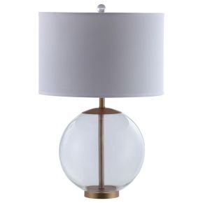 CoasterEssence 961227 Kenny - Drum Shade Clear Glass Table Lamp - Brass