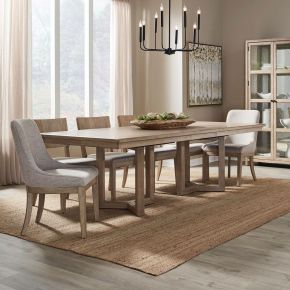 Liberty Furniture 780-DR-A72PS Proximity Place - 7 Piece Double Pedestal Table Set (Upholstered Side Chairs) - Brown