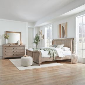 Liberty Furniture 589WT-BR-KSLDM Liberty Furniture 589WT-BR-KSLDM Rustic Traditions - 3 Piece Bedroom Set (King Sleigh Bed, Dresser & Mirror) - Saddle Tan
