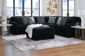 Signature Design by Ashley® 98103/66/77/67/08 Midnight-Madness - 4 Pc. - 3-Piece Sectional, Ottoman - Onyx