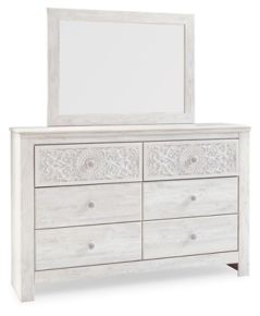 Signature Design by Ashley® B181/31/36 Paxberry - Dresser, Mirror - Medallion Drawer Pulls - Whitewash
