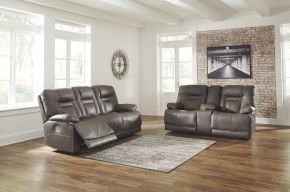 Signature Design by Ashley® U54602/15/18 Wurstrow - Smoke - 2 Pc. - Power Sofa, Loveseat