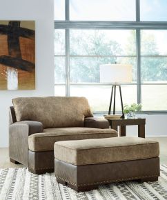Signature Design by Ashley® 18704/23/14 Alesbury - 2 Pc. - Chair and a Half, Ottoman - Chocolate