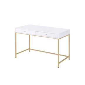 ACME 92540 Ottey - Desk - White High Gloss & Gold