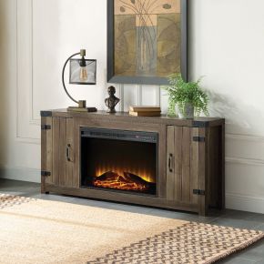 ACME AC00275 Tobias - 25" Fireplace - Rustic Oak