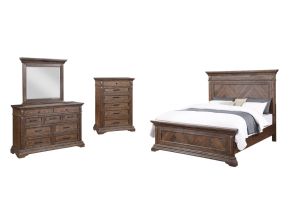 New Classic 00-658-14C Mar Vista - 6/6 Eastern King 4 Piece Bedroom Set (Bed & Dresser & Mirror & Chest) - Walnut