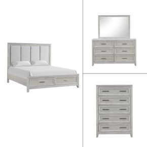 New Classic 00-2442-24C Fiona - 6/0 California King 4 Piece Bedroom Set (Bed & Dresser & Mirror & Chest) - Gray