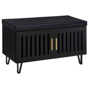 Coaster Fine Furniture 915152 Brixton - 2-Door Padded Entryway Shoe Storage Bench - Black