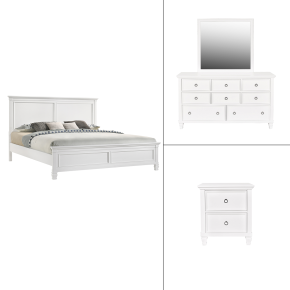 New Classic 02-044W-14N Tamarack - Eastern King 4 Piece Bedroom Set (Bed, Dresser, Mirror, Nighstand) - White
