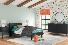 Ashley Furniture EB1865/231/155/111/291(2) Ashley Furniture EB1865/231/155/111/291(2) Socalle - 5 Pc. - Dresser, Twin Panel Platform Bed, 2 Nightstands - Black