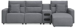 Ashley Furniture 65906S24 Ashley Furniture 65906S24 Modmax II - 4-Piece Power Reclining Sectional With RAF Press Back Power Chaise And Audio Console - Salt And Pepper