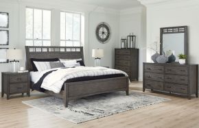 Signature Design by Ashley® B651/31/36/58/56/97 Montillan - Grayish Brown - 5 Pc. - Dresser, Mirror, King Panel Bed
