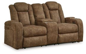 Signature Design by Ashley® 6070318 Wolfridge - Power Reclining Loveseat With Console /Adj Hdrst - Brindle