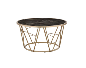 ACME 83300 Cicatrix - Coffee Table - Faux Black Marble Glass & Champagne Finish