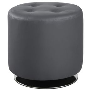 CoasterEveryday 500555 Bowman - Round Upholstered Tufted Swivel Ottoman - Gray