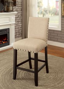 Furniture of America CM3323PC-2PK Kaitlin - Counter Height Chair (Set of 2) - Light Walnut / Beige