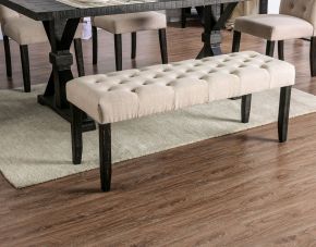 Furniture of America CM3735IV-BN Alfred - Bench - Antique Black / Ivory