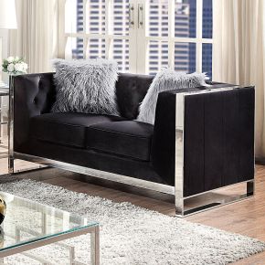 Furniture of America CM6748BK-LV Evadne - Loveseat With Pillows - Black