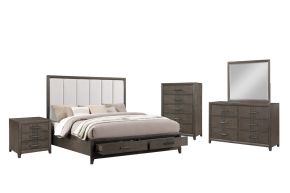 New Classic 00-6001-15C Landon - 6/6 Eastern King 5 Piece Bedroom Set (Bed & Dresser & Mirror & Nightstand & Chest) - Walnut