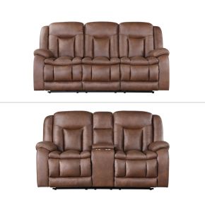 New Classic 22-2505B-2PM Morello - 2 Piece P1 Sofa & Loveseat With Power Footrest - Brown