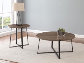 Coaster Fine Furniture 710298-S2 Marcus - 2 Piece Round Coffee And End Table Set - Brown