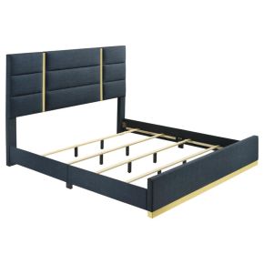 Coaster Fine Furniture 223091NVYQ Ines - 52" Fabric Upholstered Queen Panel Bed - Navy