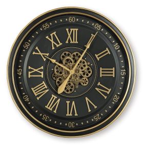 Signature Design by Ashley® A8010385 Dairton - Wall Clock - Black / Gold Finish
