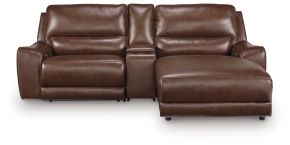 Signature Design by Ashley® PCU62607S4 DeepWakes - 3-Piece Power Reclining Sectional With RAF Press Back Power Chaise And Storage Console - Canyon