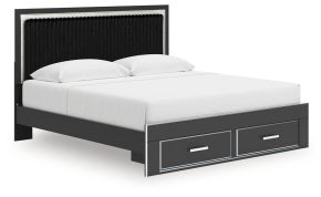 Signature Design by Ashley® PCB3380B11 Zuraleus - King Upholstered Panel Platform Storage Bed - Black