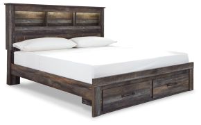 Ashley Furniture B211B27 Ashley Furniture B211B27 Drystan - King Bookcase Bed With 2 Storage Drawers - Brown / Beige