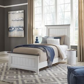 Liberty Furniture 417-YBR-TPB Liberty Furniture 417-YBR-TPB Allyson Park - Twin Panel Bed - Wirebrushed White / Charcoal