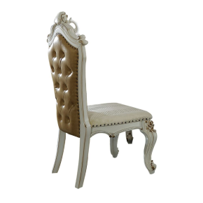ACME 63462 Picardy - Side Chair (Set of 2) - Fabric/Butterscotch PU & Antique Pearl