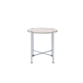 ACME 83212 Brecon - End Table - White Oak & Chrome