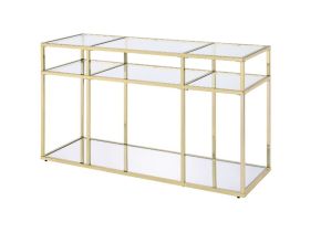 ACME 83473 Uchenna - Sofa Table - Clear Glass & Gold Finish