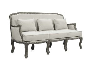 ACME LV01130 Tania - Sofa - Cream Linen & Brown Finish