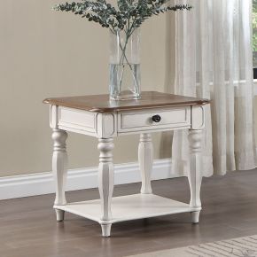 ACME LV01663 Florian - End Table - Oak & Antique White