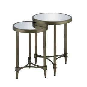 ACME LV02596 Aditya - Nesting Table - Mirrored & Antique Brass