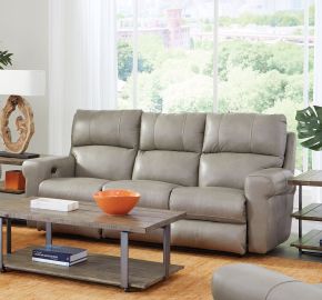 Catnapper 64571-1273/56-3073/56 Torretta - Top Grain Italian Leather Power Lay Flat Reclining Sofa - Putty