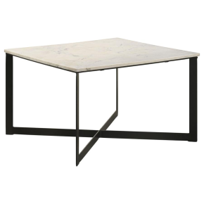 Coaster Fine Furniture 707698 Tobin - Square Marble Top Coffee Table - White And Black