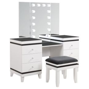 Coaster Fine Furniture 930244 Talei - 6-Drawer Vanity Set With Lighting - Black And White