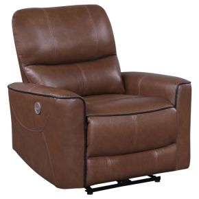 Coaster Fine Furniture 610266P Greenfield - Upholstered Power Recliner Chair - Saddle Brown