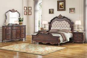 New Classic 00-532-34N Constantine - 5/0 Queen 4 Piece Bedroom Set (Bed, Dresser, Mirror, Nightstand) - Cherry