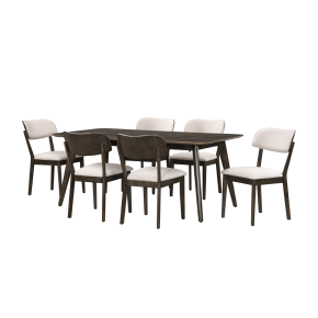 New Classic 40-1078-D6C Rex - Rectangle Dining Table & 6 Open Back Chairs - Dark Brown