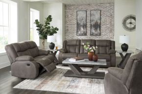 Signature Design by Ashley® 68804/88/86/25 First Base - Gunmetal - 3 Pc. - Reclining Sofa, Reclining Loveseat, Rocker Recliner