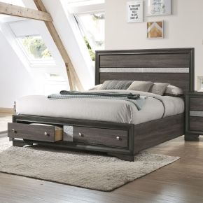 ACME 25967EK Naima - Eastern King Bed With Storage - Gray