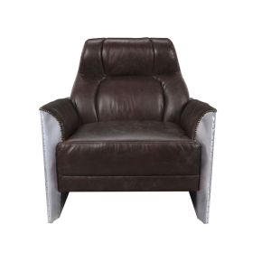 ACME 59715 Brancaster - Accent Chair - Espresso Top Grain Leather & Aluminum