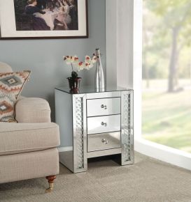 ACME 82778 Nysa - Accent Table - Mirrored & Faux Crystals