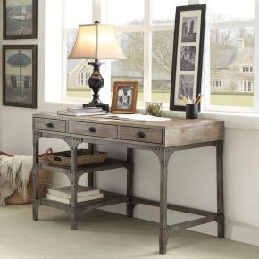 ACME 92325 Gorden - Writing Desk - Weathered Oak & Antique Silver